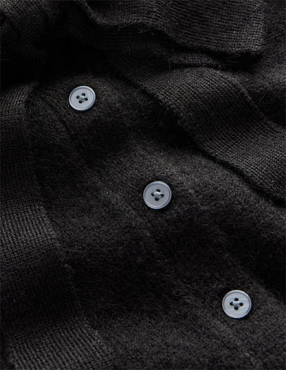 Collared Tie Front Cardigan-Black-7