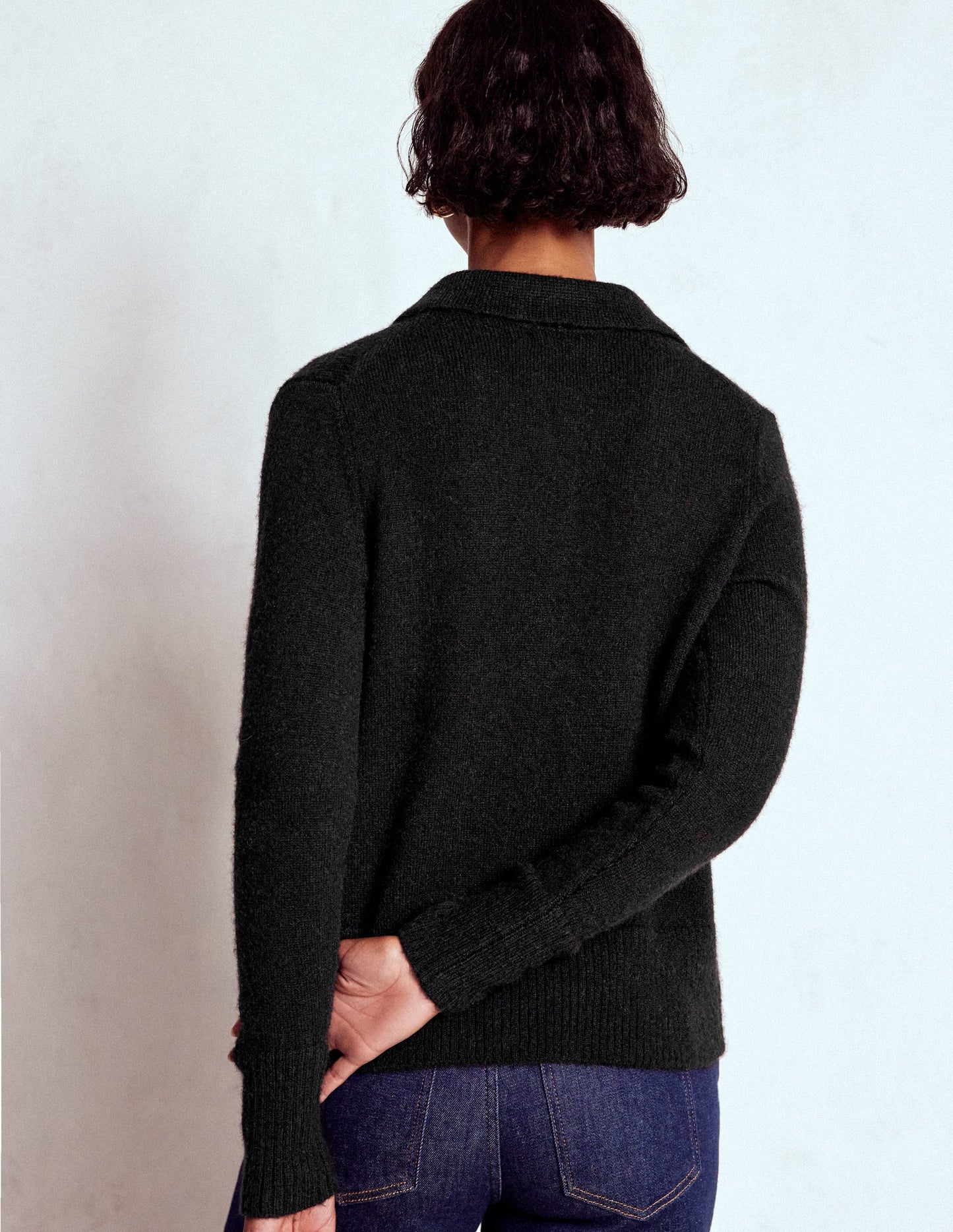 Collared Tie Front Cardigan-Black