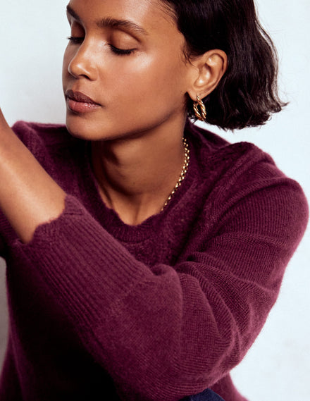 Fluffy Embroidered Jumper-Deep Wisteria