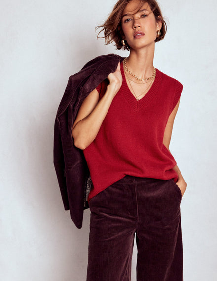 Marion Merino V-Neck Tank-Red Blooded