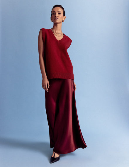 Marion Merino V-Neck Tank-Red Blooded