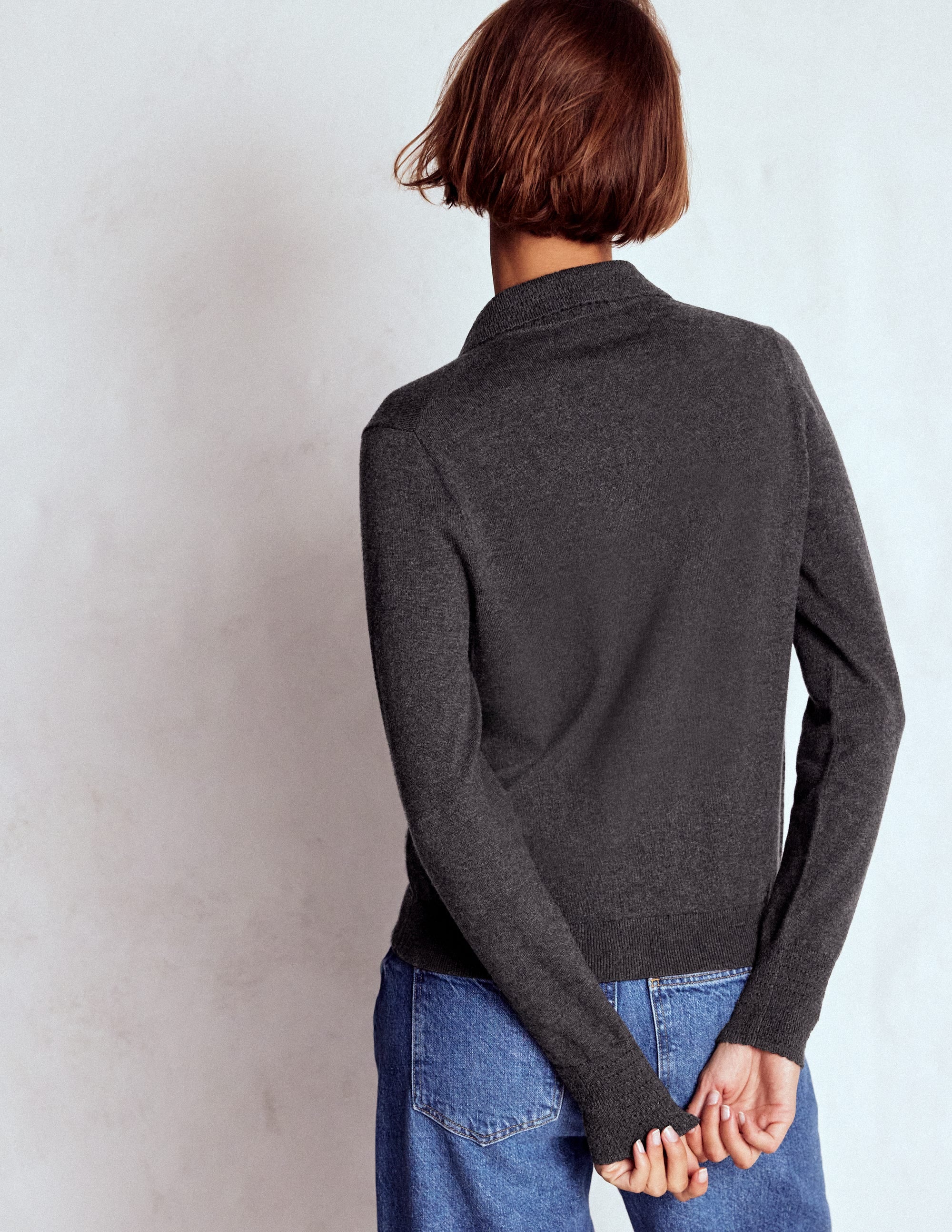 Briony Stitch Cardigan-Charcoal Melange - Image 3