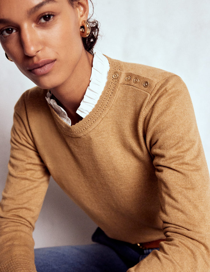 Briony Stitch Jumper-Camel Melange