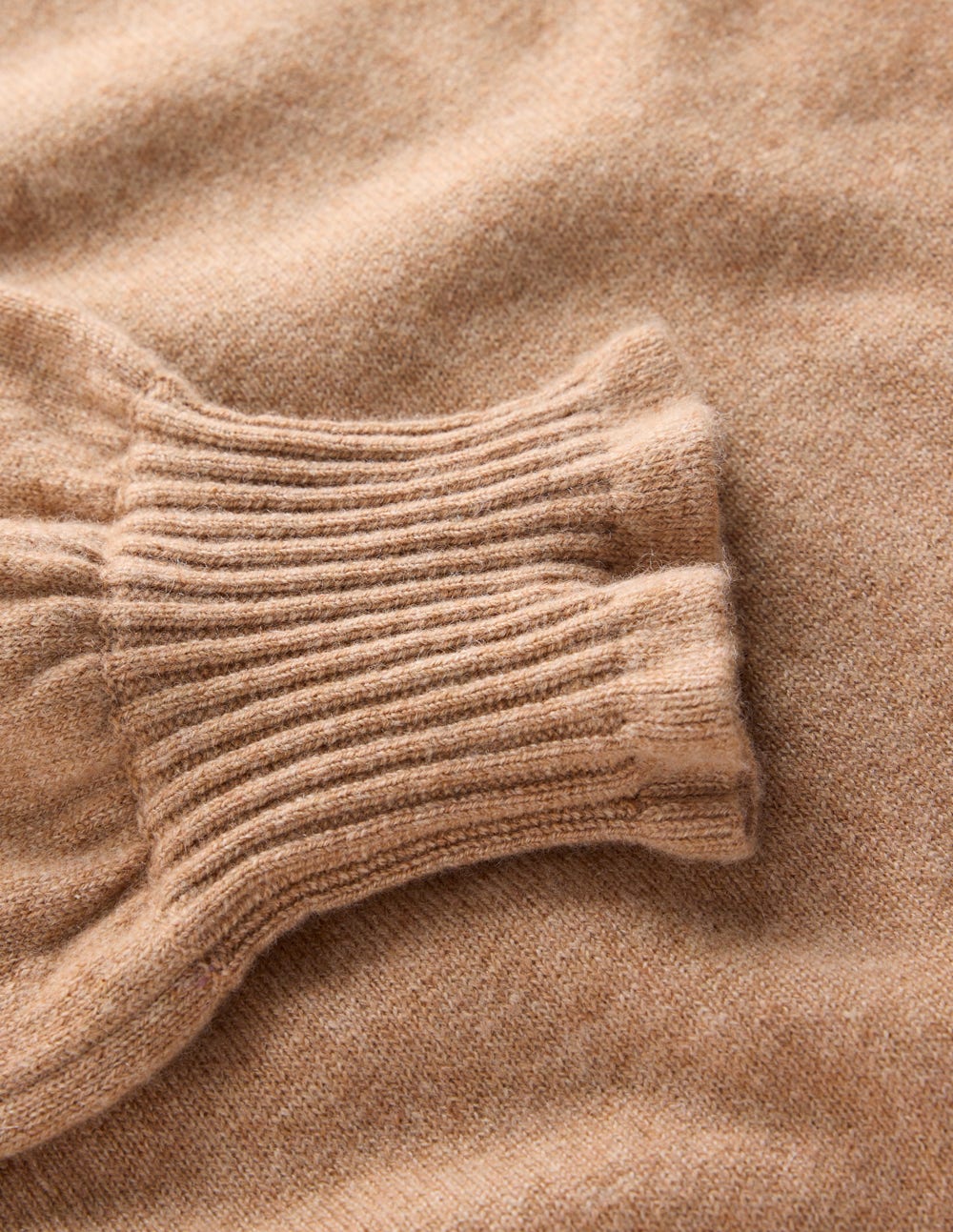 Frill Trim Cashmere Jumper-Camel Melange