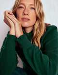 Frill Trim Cashmere Jumper-Mallard Blue