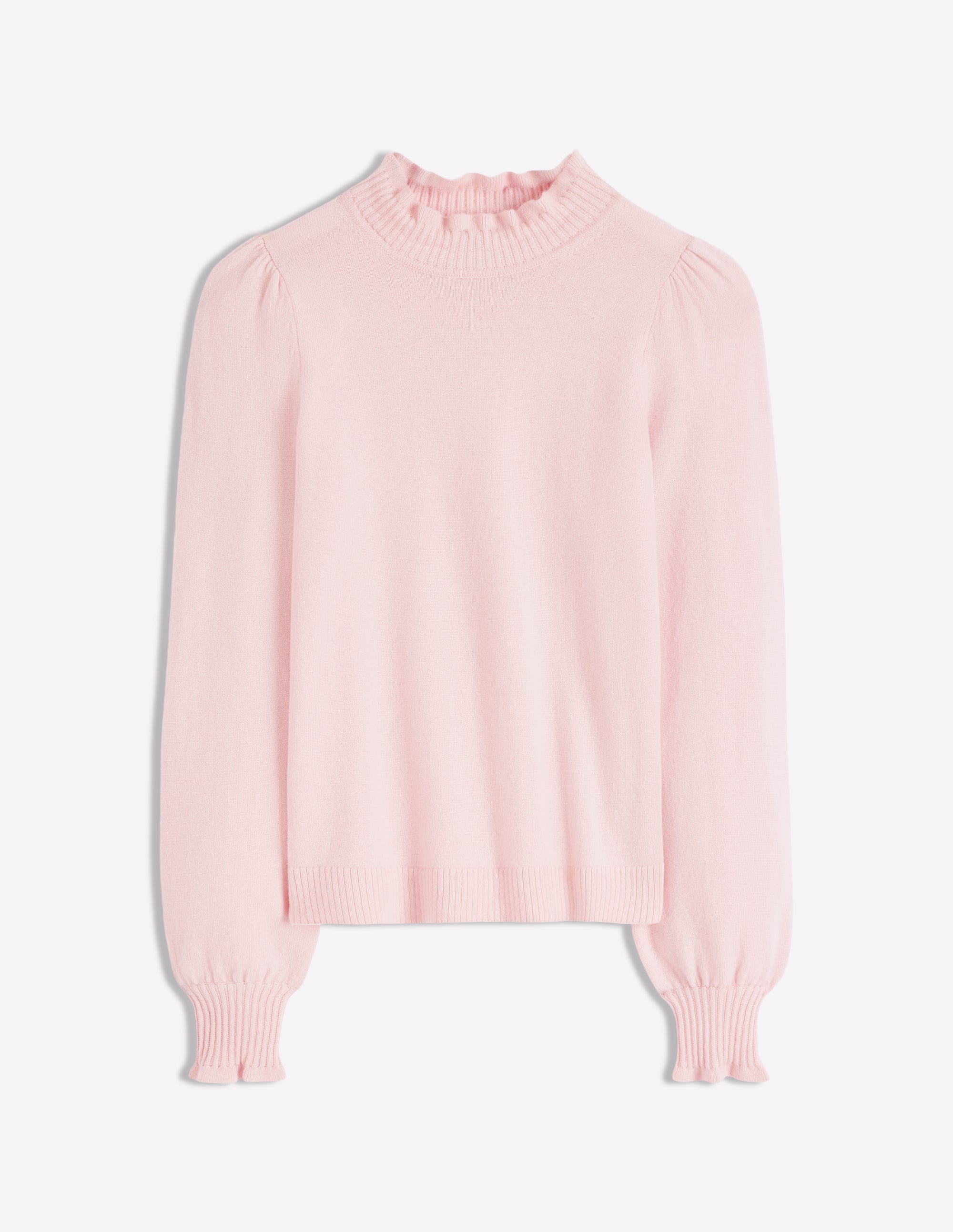 Frill Trim Cashmere Jumper-Chalk Pink - Image 6