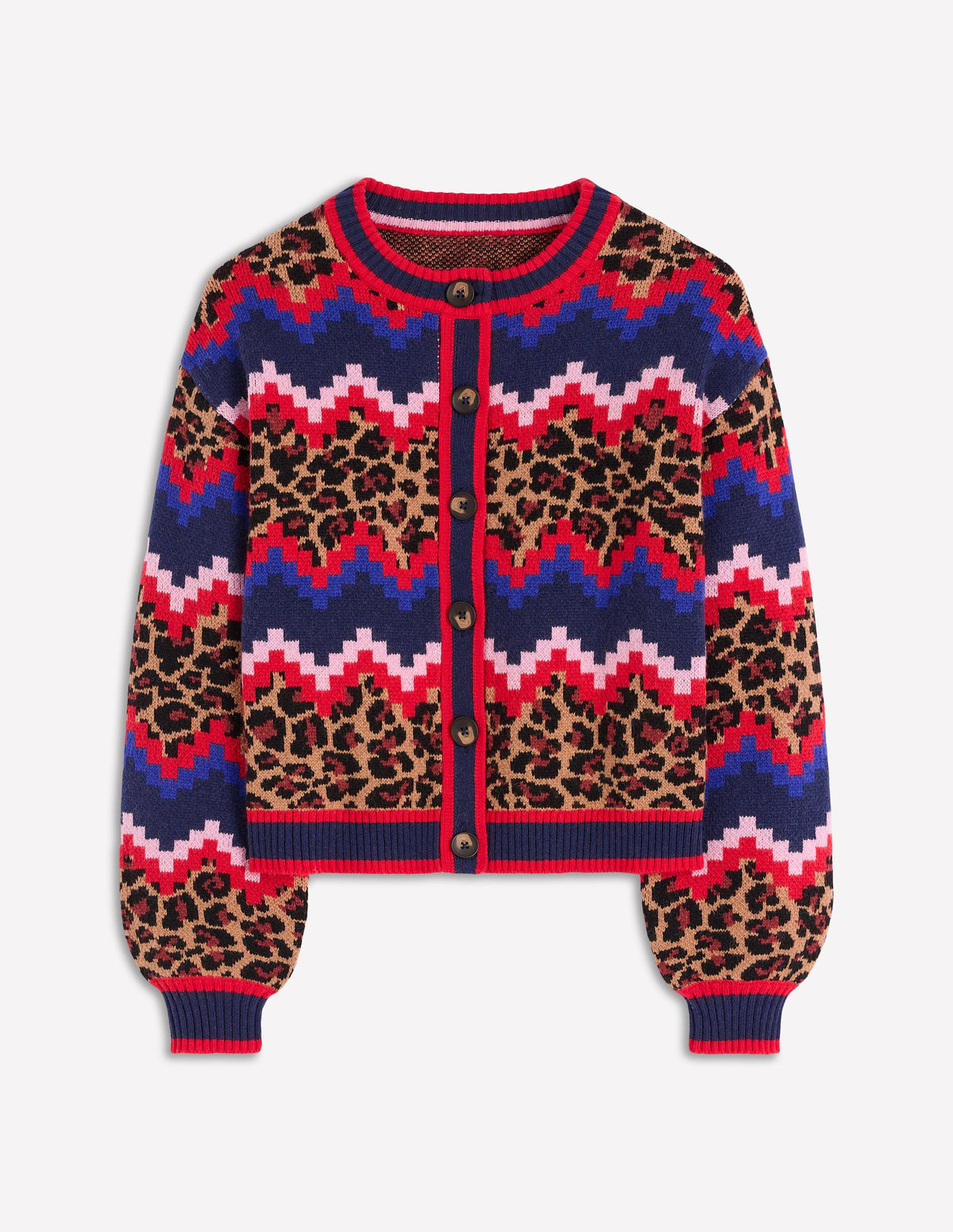 Abi Jacquard Cardigan-Multi Fair Isle, Leopard - Image 7