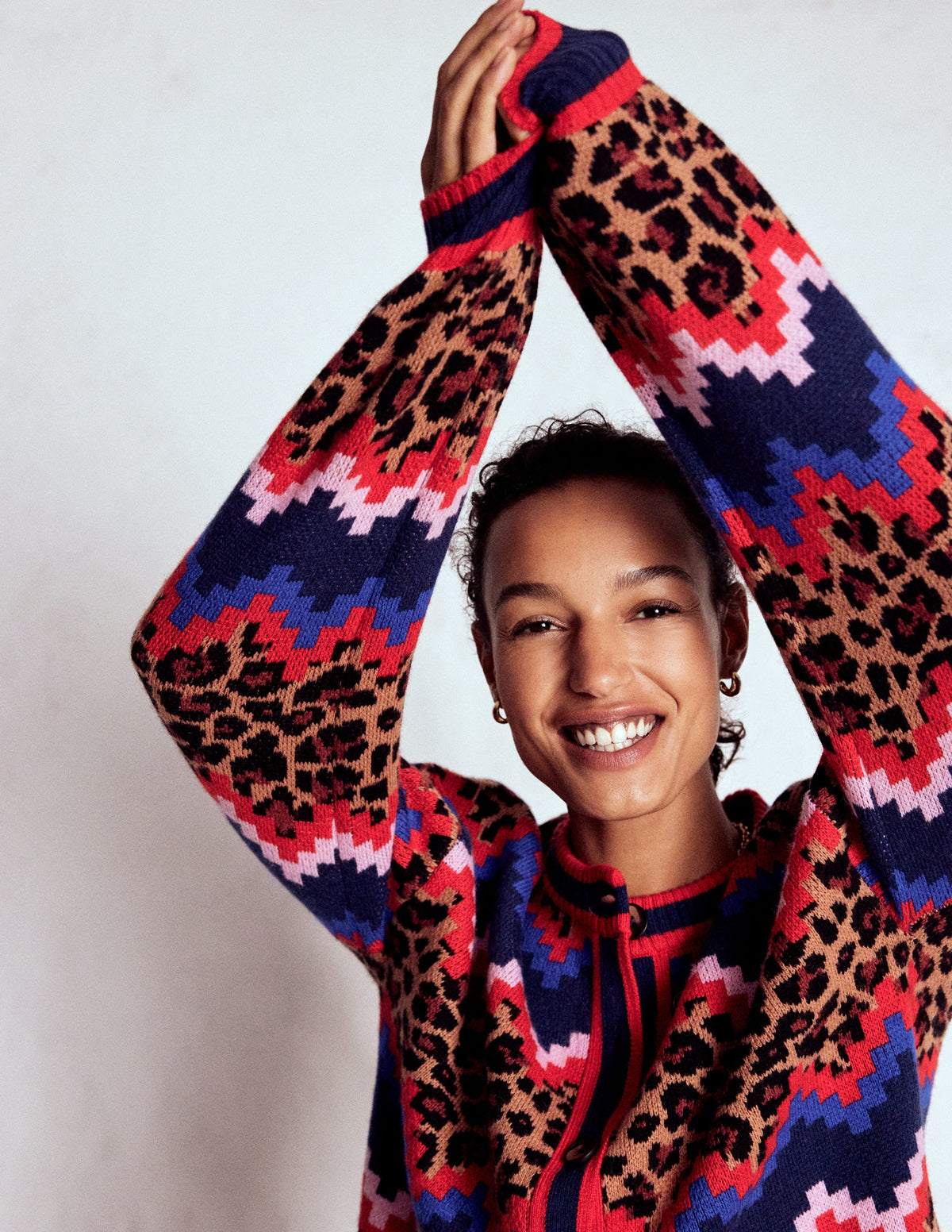 Abi Jacquard Cardigan-Multi Fair Isle, Leopard - Image 4