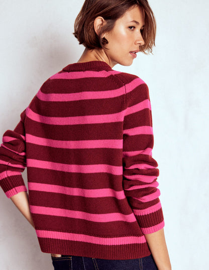 Marion Merino Cardigan-Raw Umber, Brilliant Pink-4