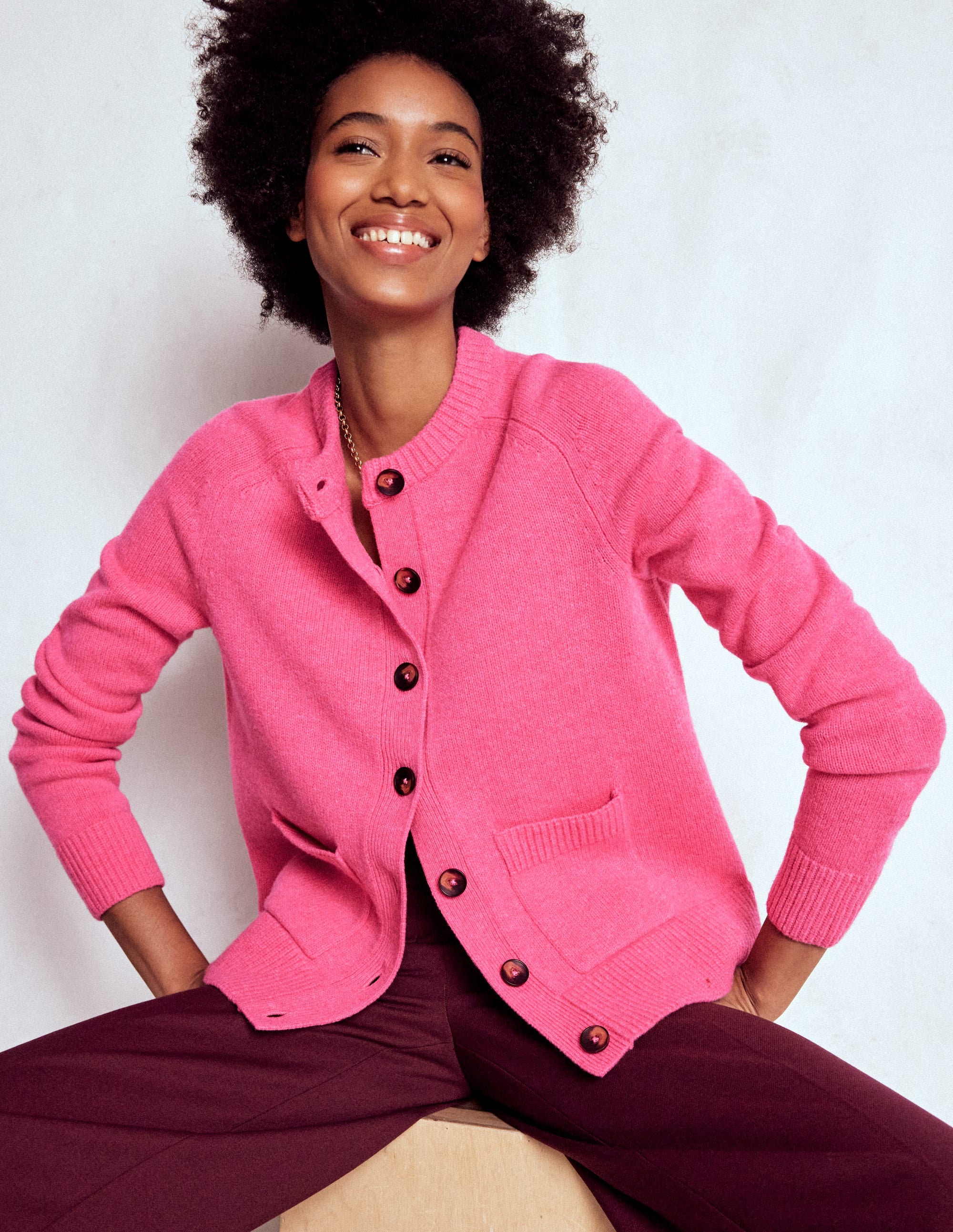 Marion Merino Cardigan-Rose Pink - Image 1