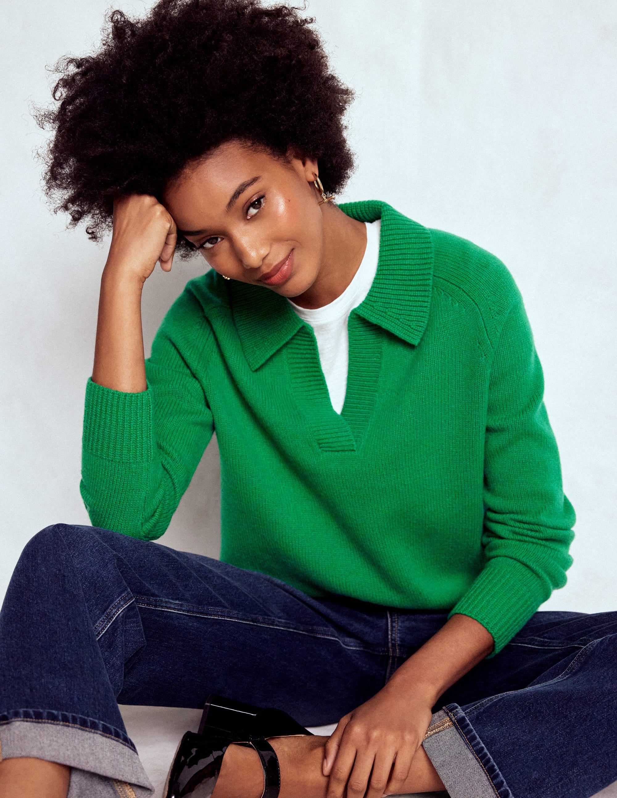 Marion Merino Henley Jumper-Rich Emerald - Image 1