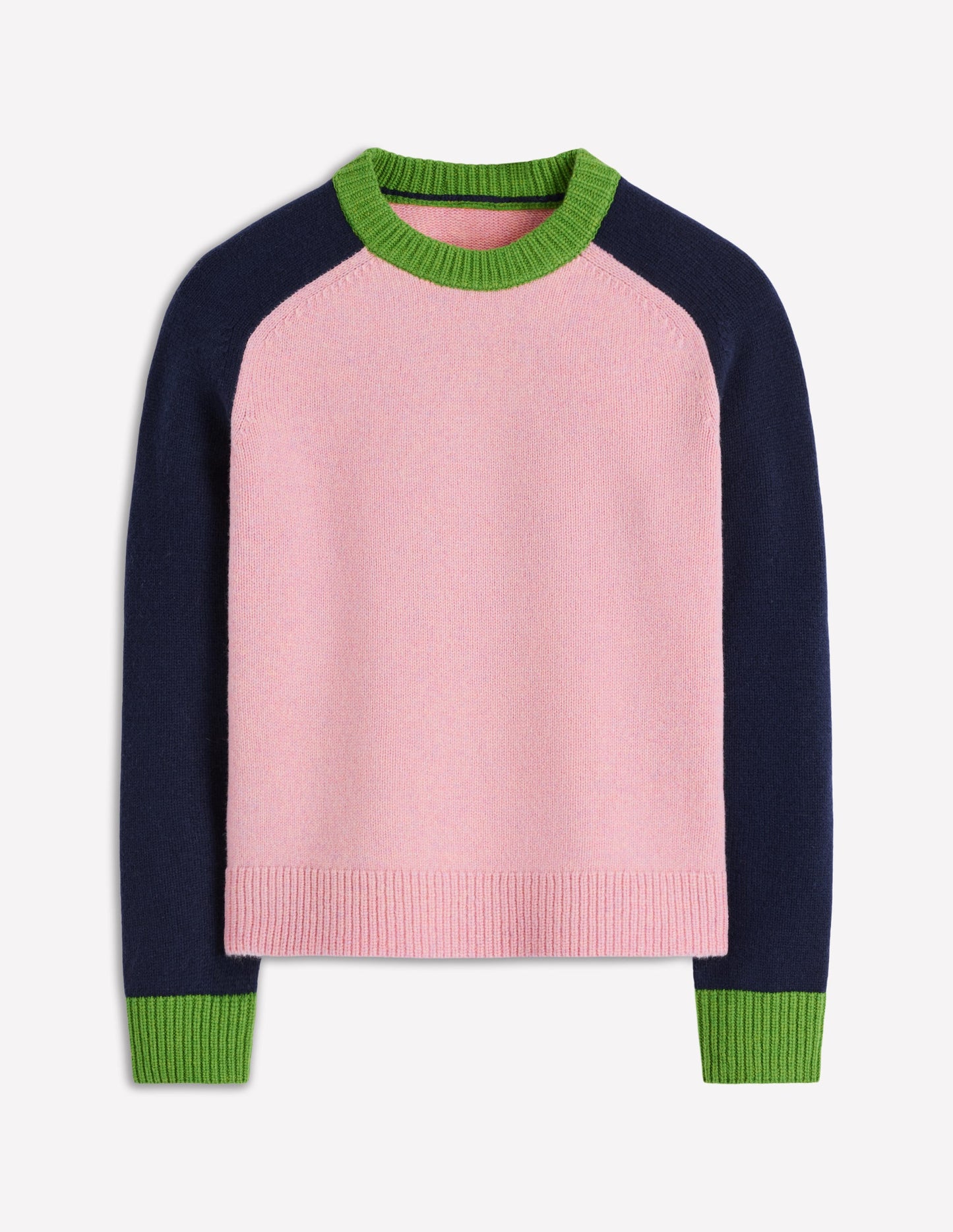 Marion Merino Jumper-French Pink, Navy Colour Block