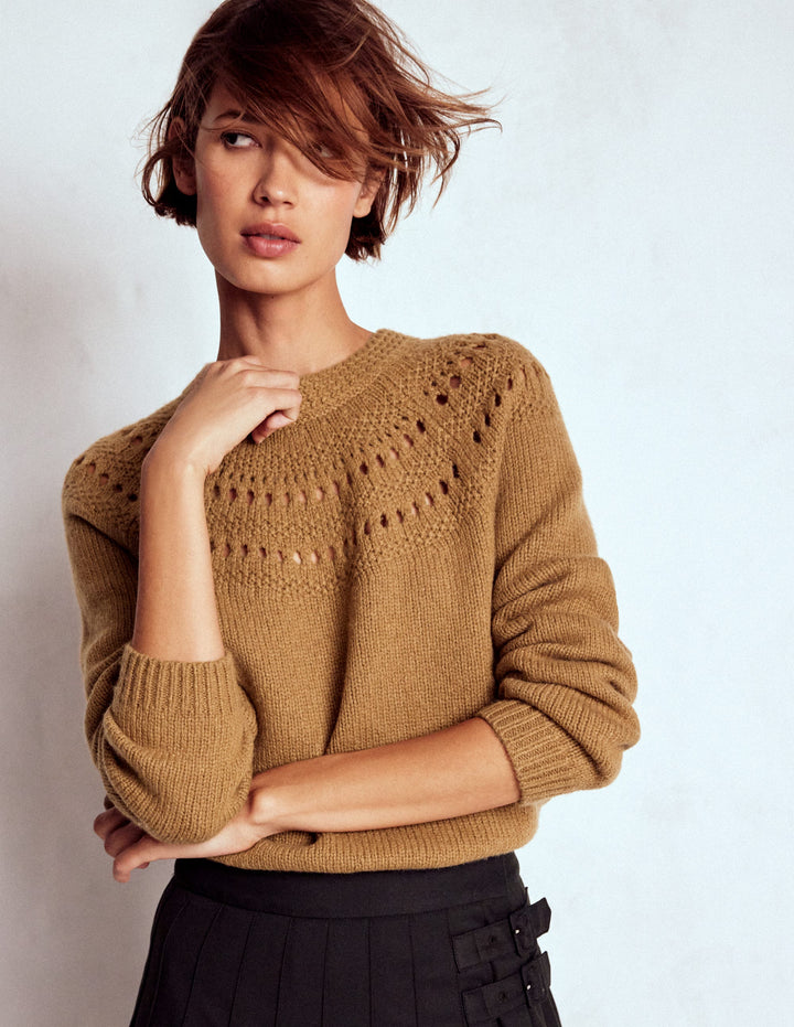 Fluffy Chunky Jumper-Camel Melange