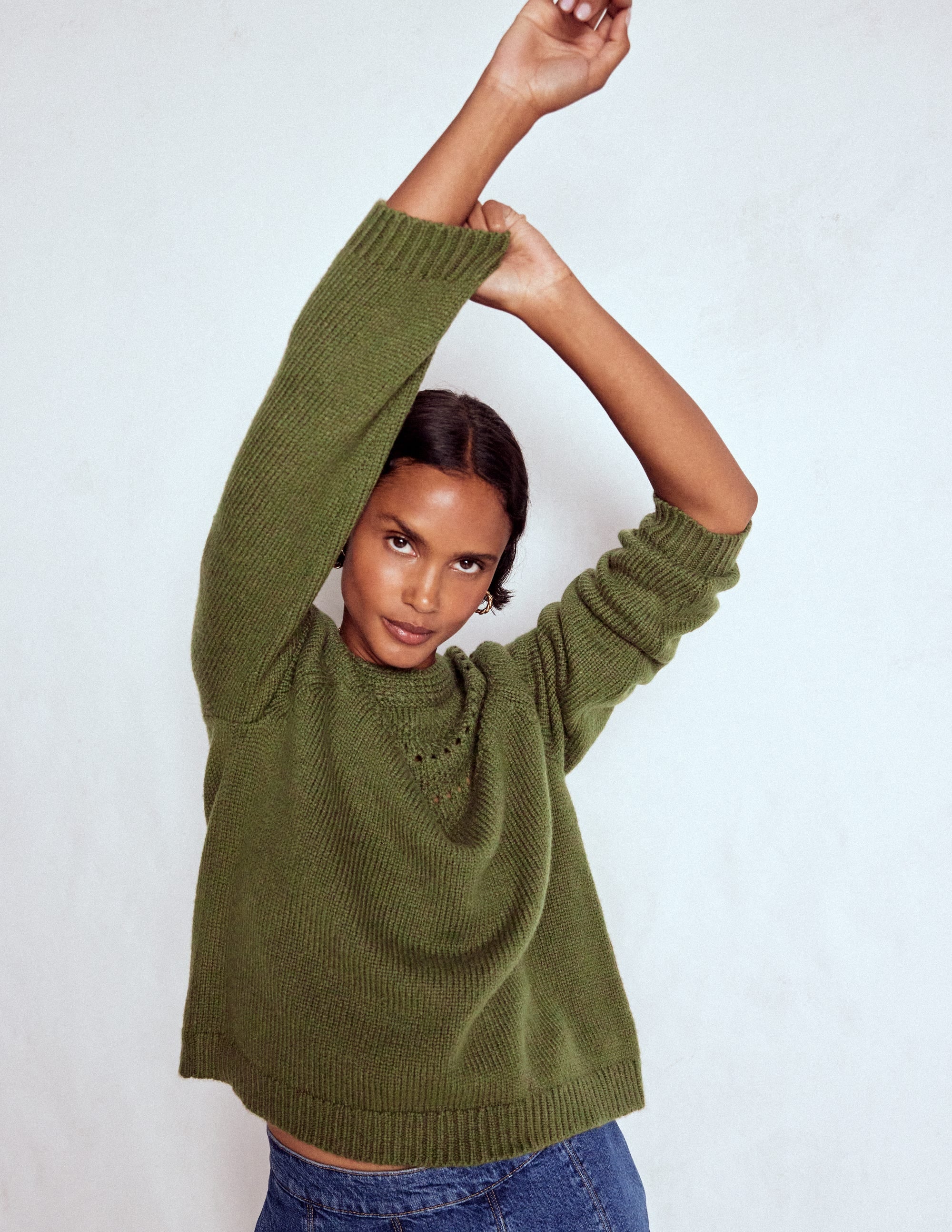 Fluffy Chunky Jumper-Woodland Green - Image 2