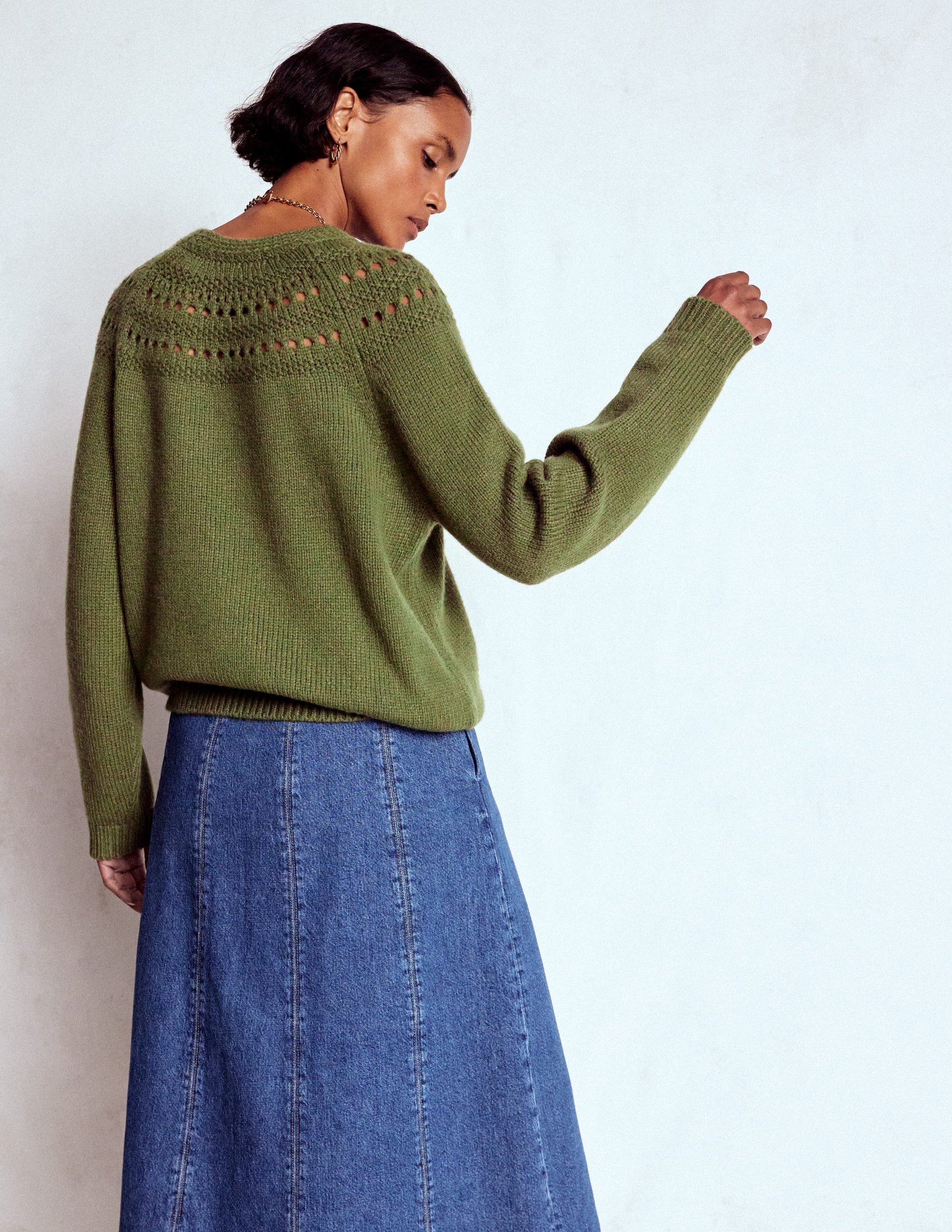 Fluffy Chunky Jumper-Woodland Green-3
