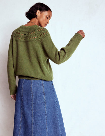 Fluffy Chunky Jumper-Woodland Green-3