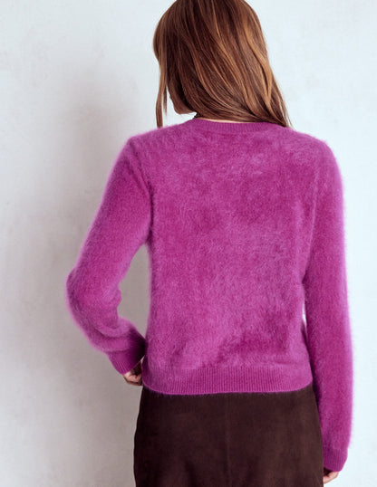 Brushed Crop Cashmere Cardigan-Regal Purple-3
