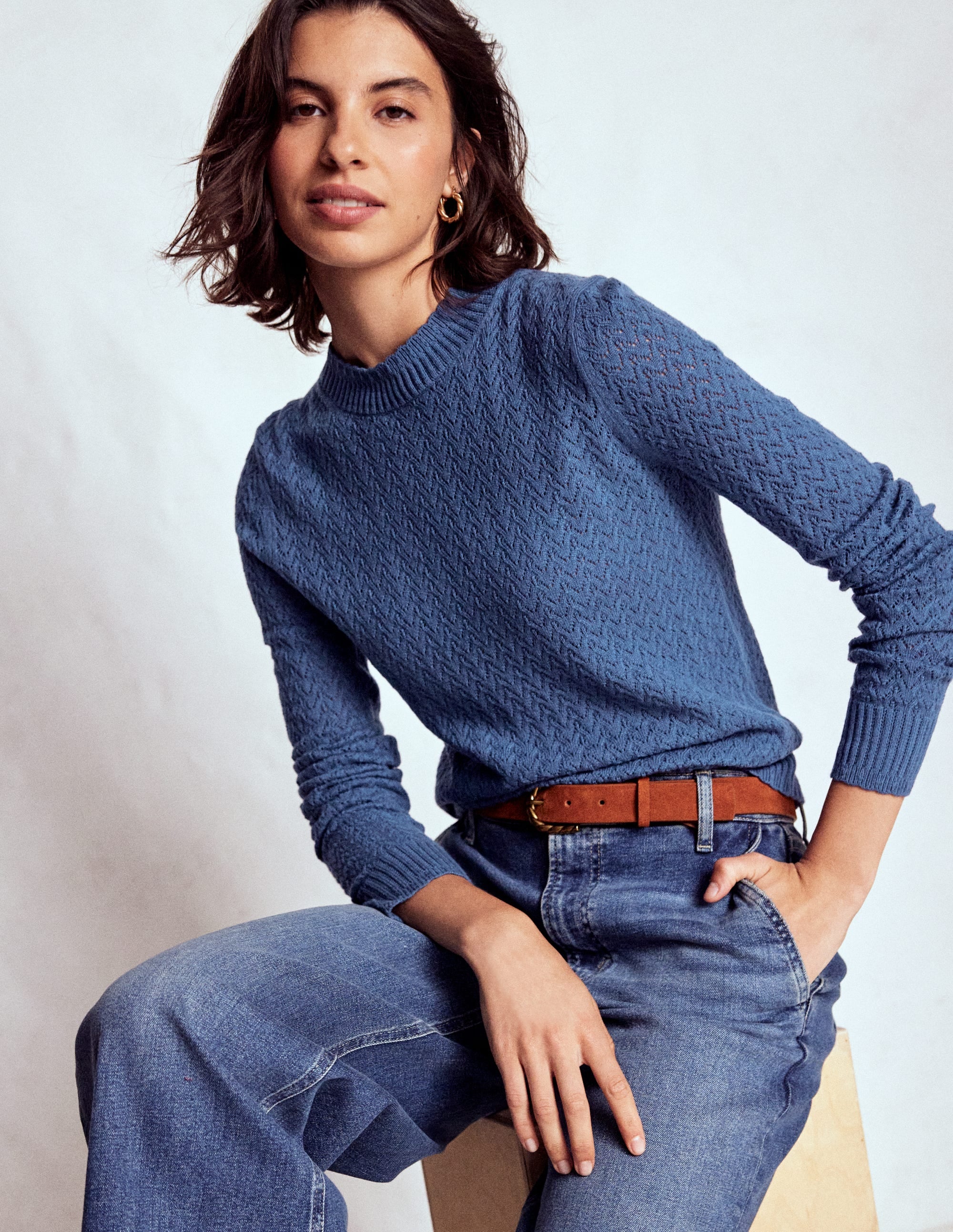 Diane Pointelle Jumper-Denim Blue - Image 1