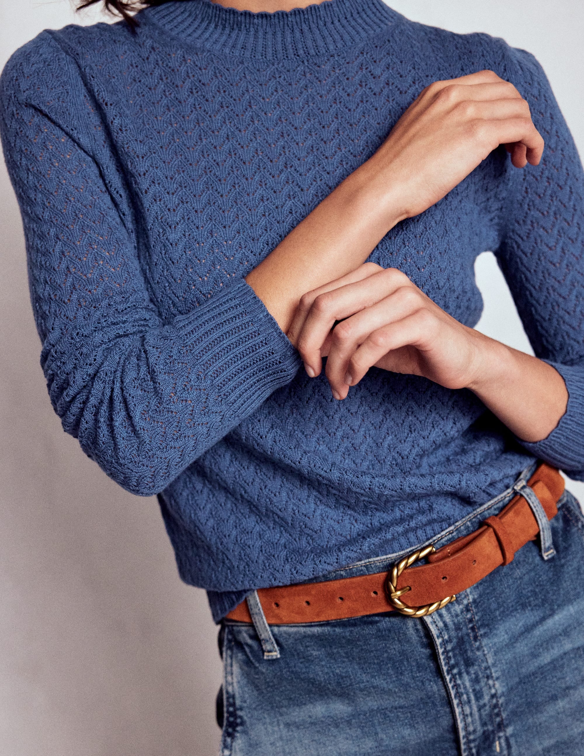 Diane Pointelle Jumper-Denim Blue - Image 2