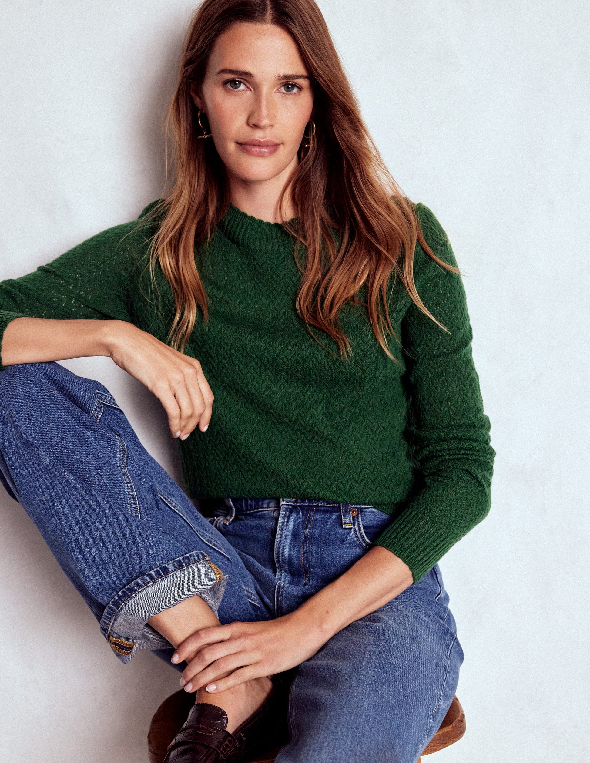 Diane Pointelle Jumper-Hunter Green-1