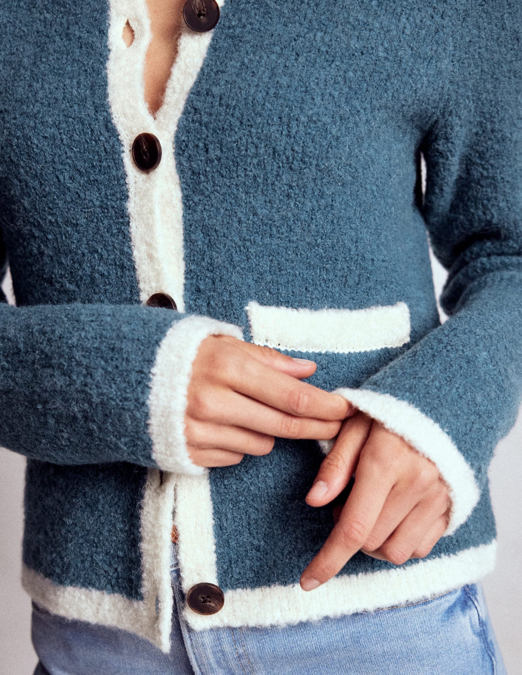 Holly Boucle Knitted Jacket-Denim Blue Boucle - Image 2