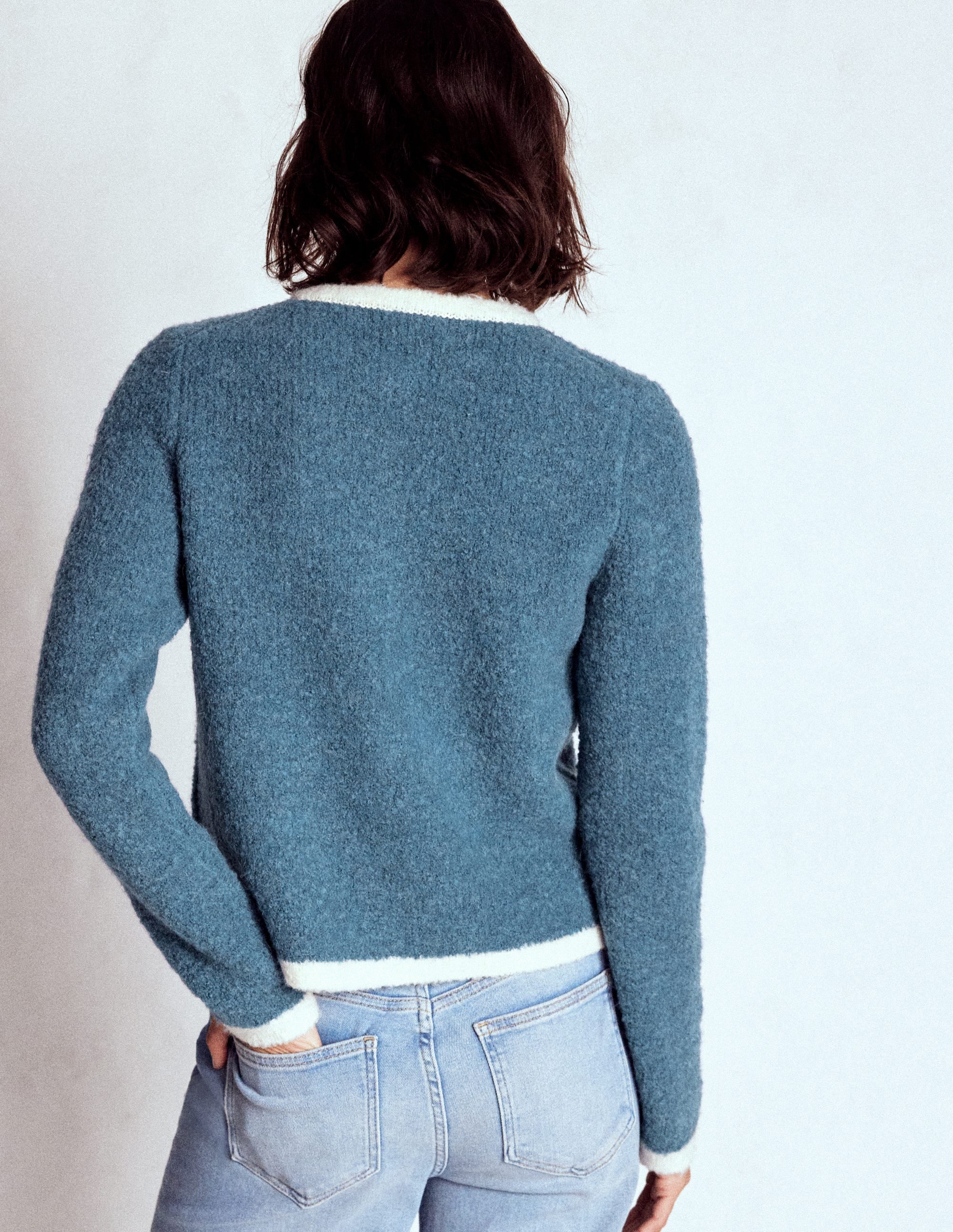 Holly Boucle Knitted Jacket-Denim Blue Boucle - Image 3