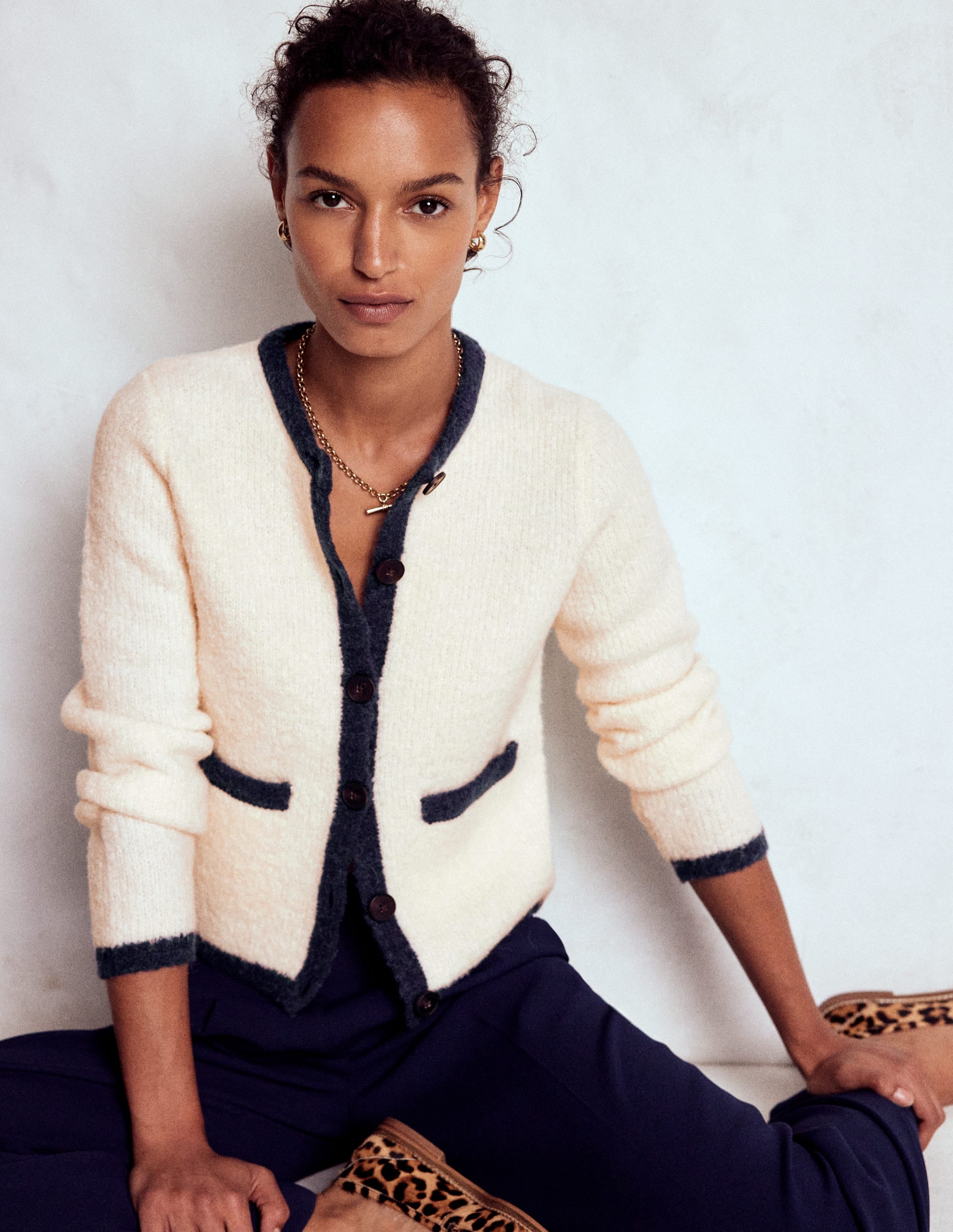 Holly Boucle Knitted Jacket-Warm Ivory, Boucle - Image 1