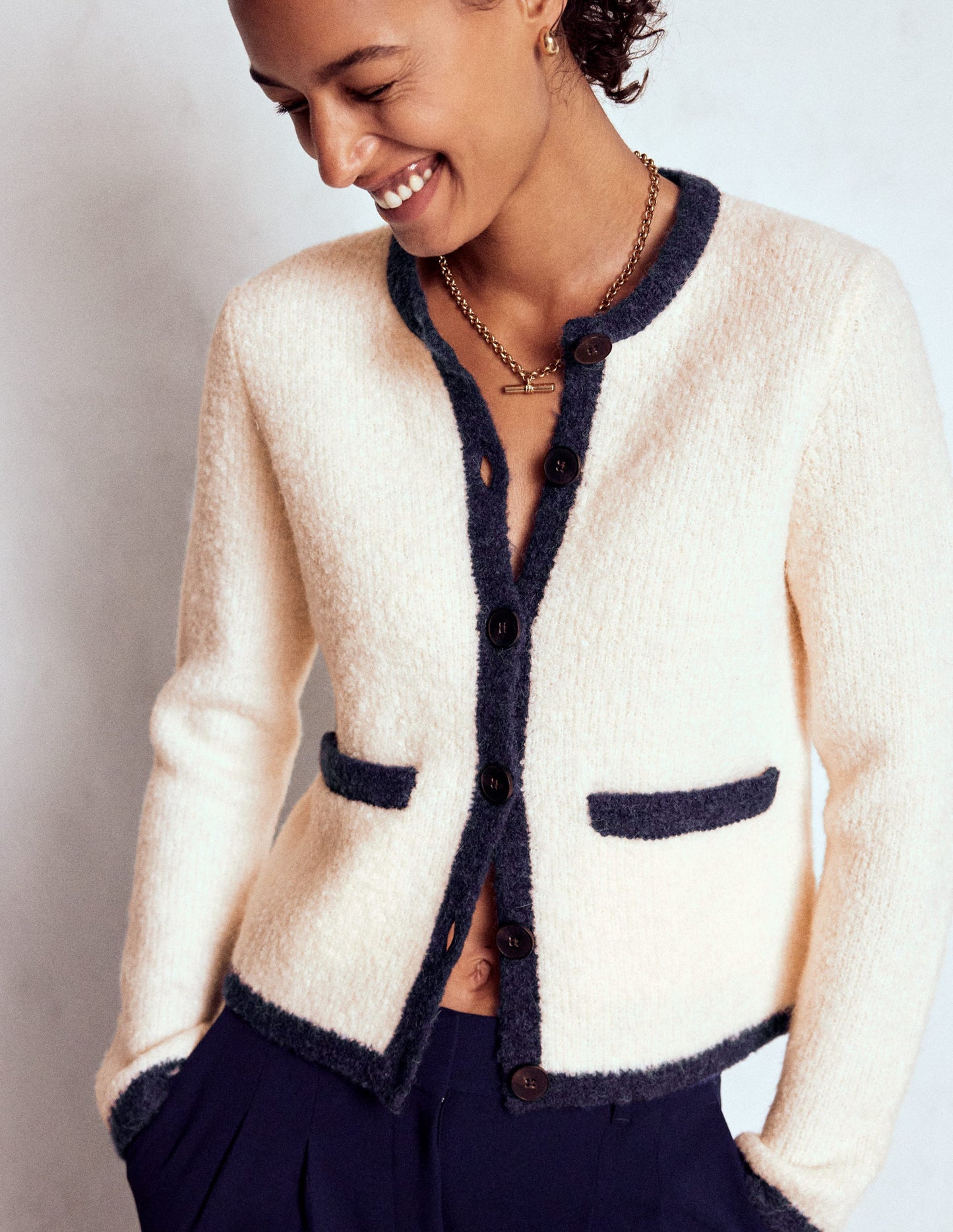 Holly Boucle Knitted Jacket-Warm Ivory, Boucle