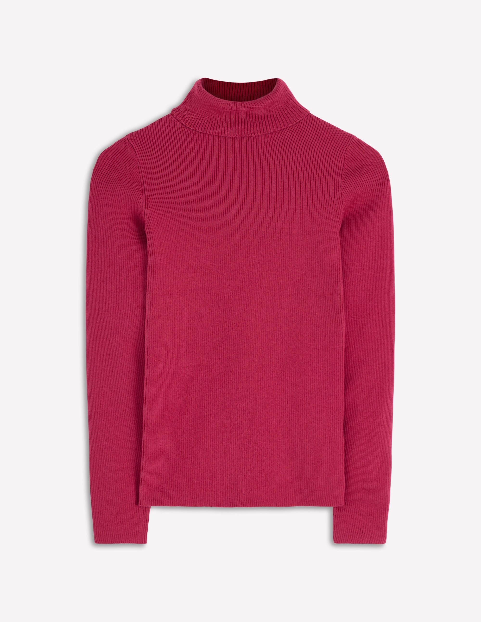 Emilia Cotton Roll Neck Jumper-Bright Cherry - Image 4