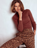Emilia Cotton Roll Neck Jumper-Hot Chocolate Brown