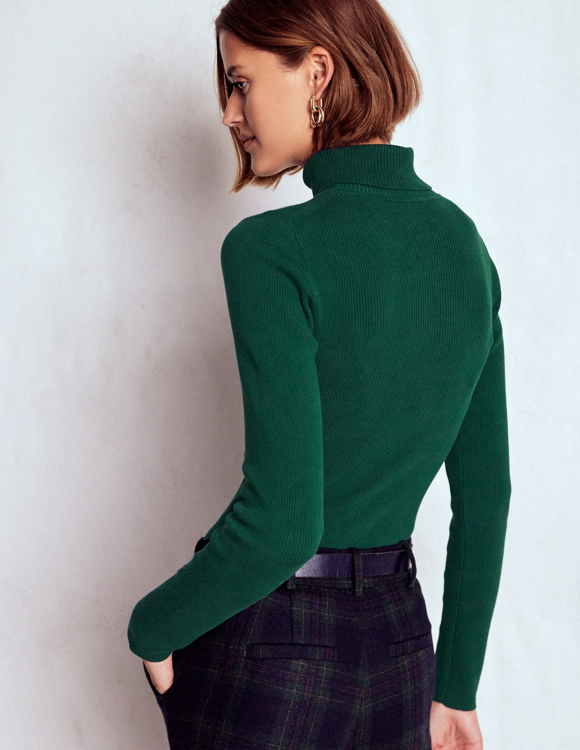 Emilia Cotton Roll Neck Jumper-Emerald Night-3