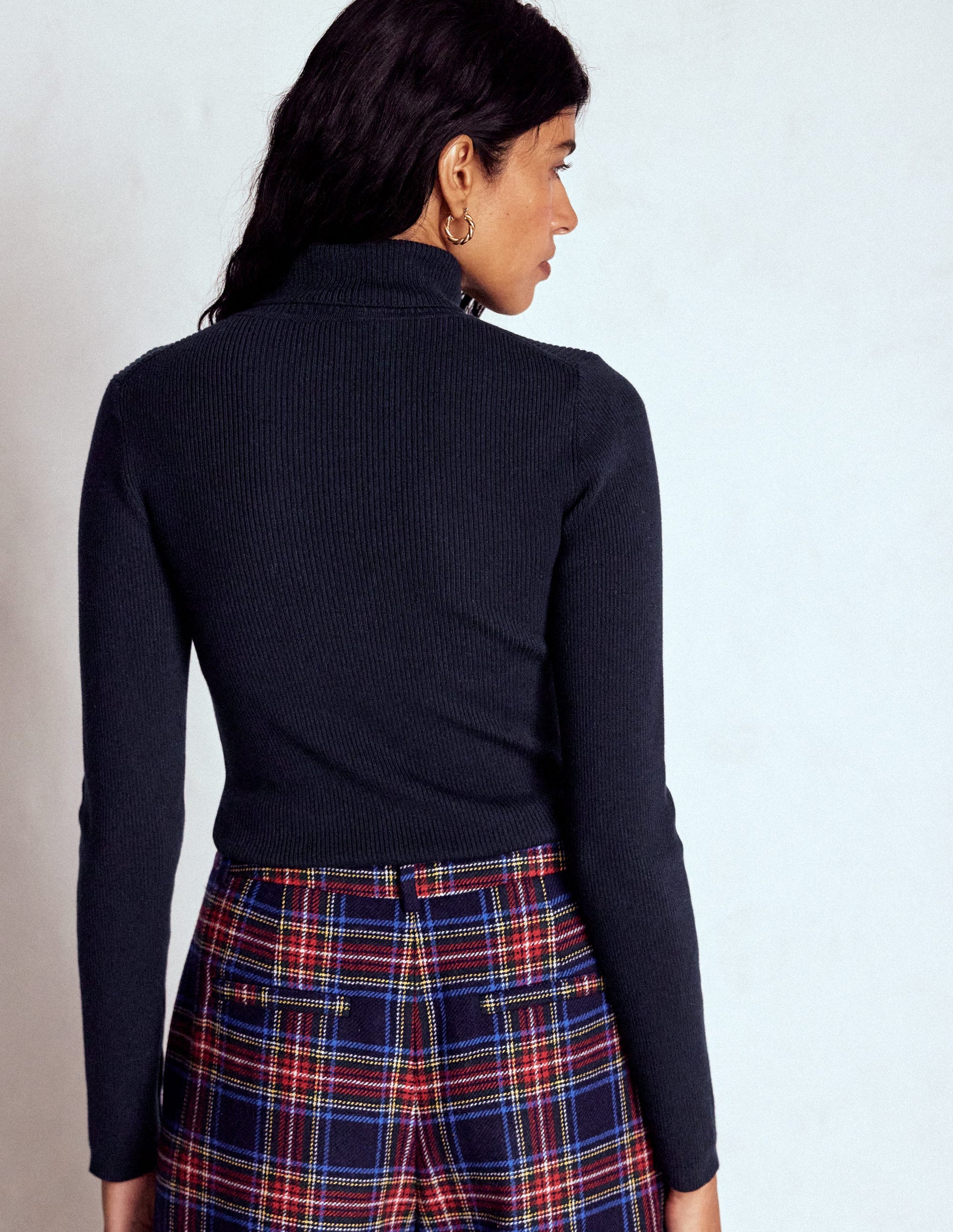 Emilia Cotton Roll Neck Jumper-Navy-3