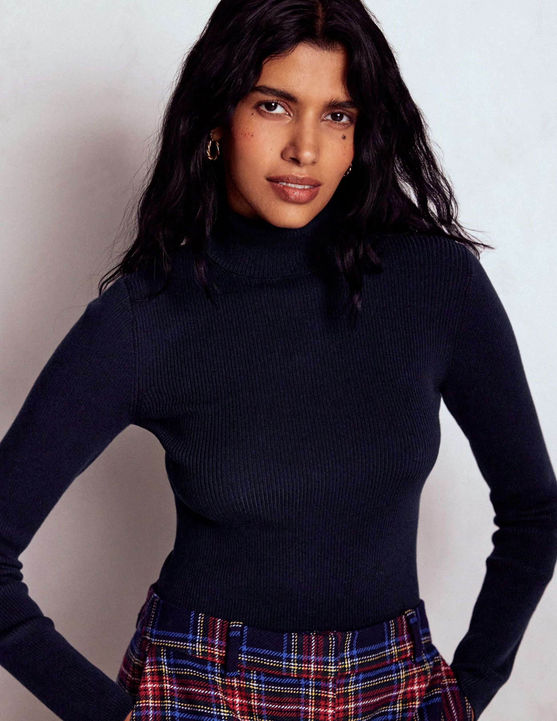 Emilia Cotton Roll Neck Jumper-Navy-4