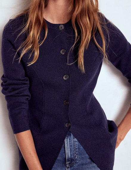 Joanna Fitted Knitted Jacket-Navy