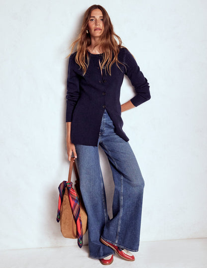 Joanna Fitted Knitted Jacket-Navy-4