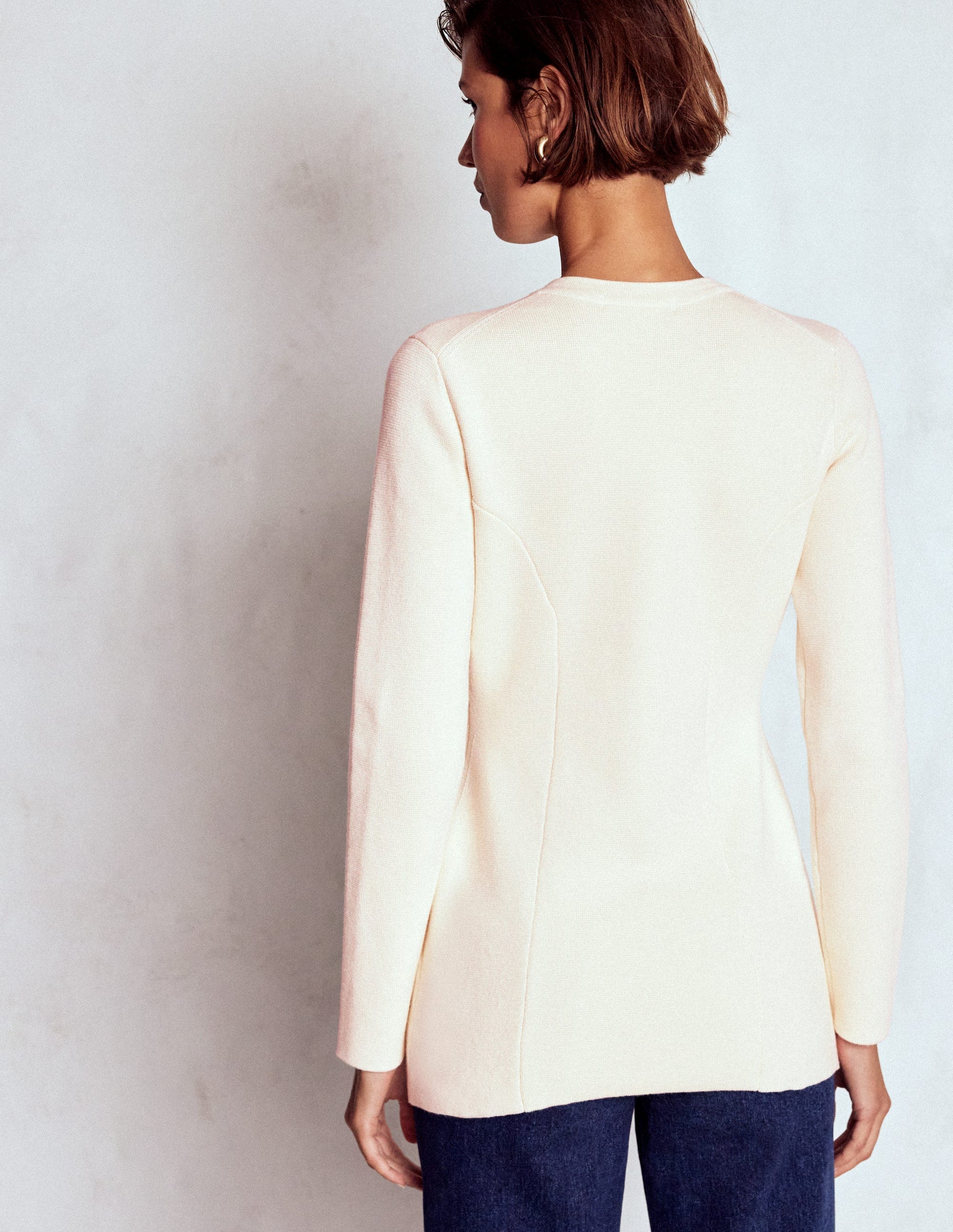 Joanna Fitted Knitted Jacket-Warm Ivory-3