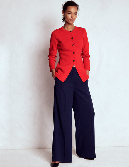 Joanna Fitted Knitted Jacket-Poppy Red