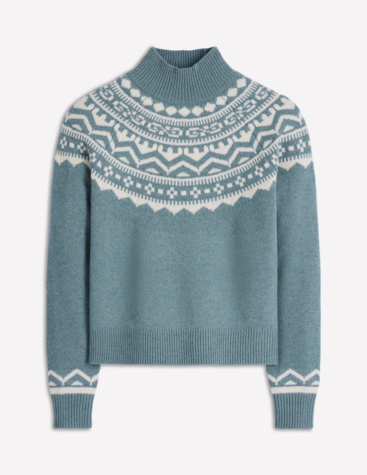 Marion Merino High Neck Jumper-Cloud Blue, Fair Isle - Image 6