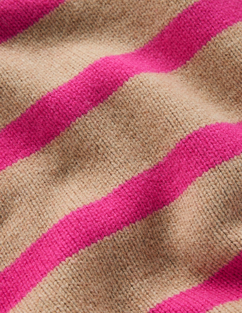 Marion Merino High Neck Jumper-Camel, Brilliant Pink Stripe - Image 6