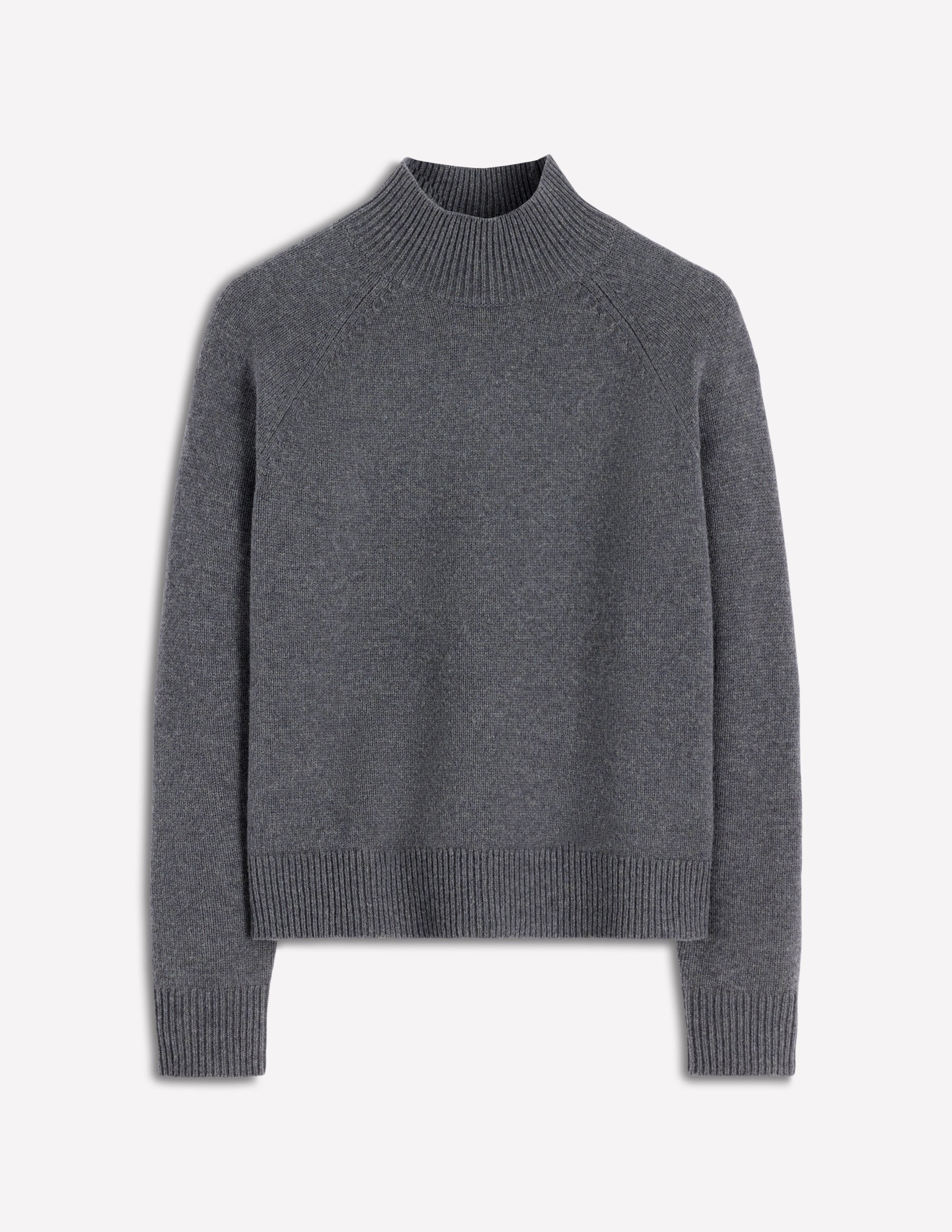 Marion Merino High Neck Jumper-Charcoal Melange - Image 5