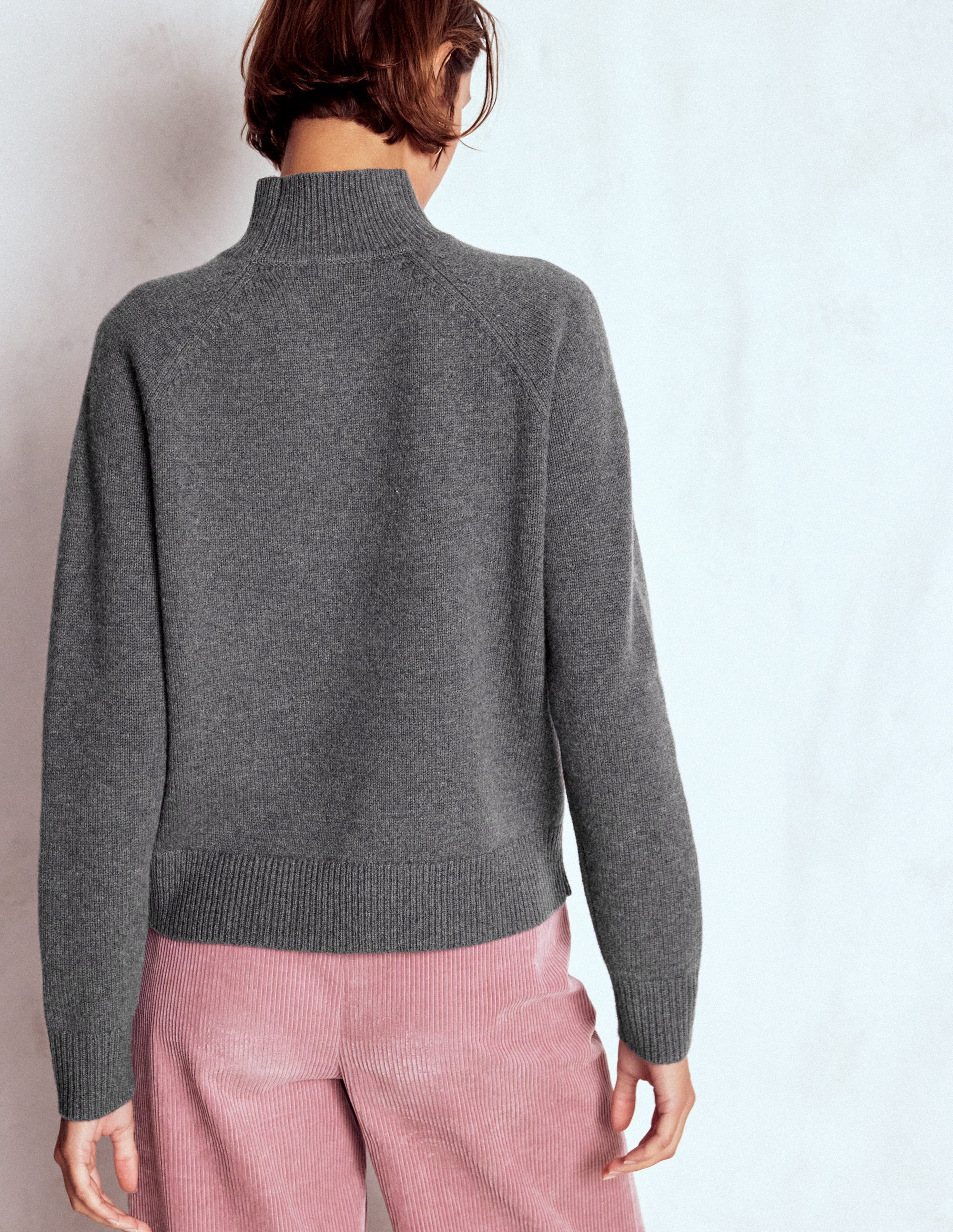 Marion Merino High Neck Jumper-Charcoal Melange - Image 3