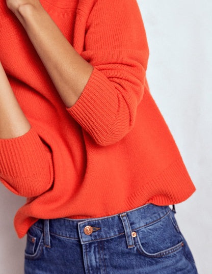 Marion Merino High Neck Jumper-Gladioli Orange-3
