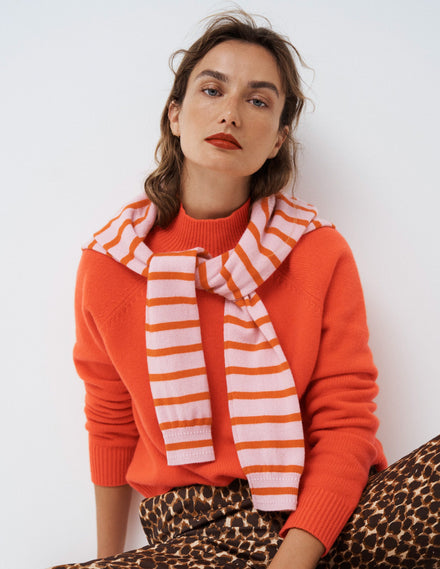 Marion Merino High Neck Jumper-Gladioli Orange