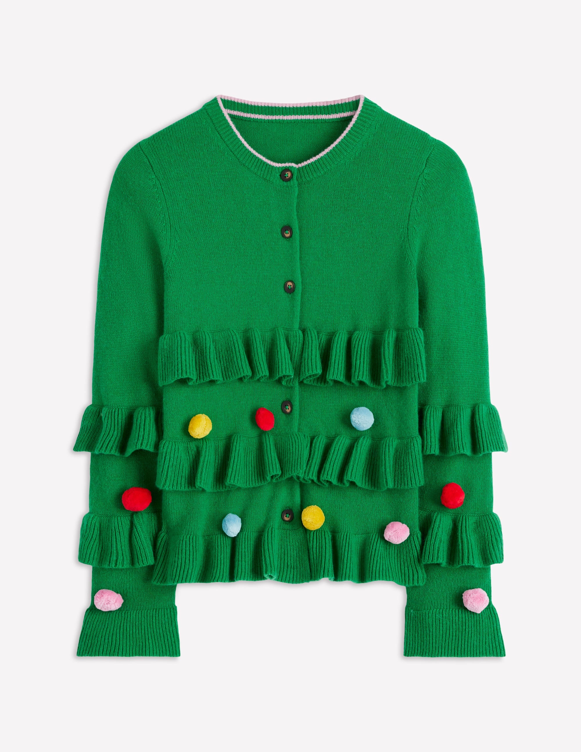 Festive Embroidered Cardigan-Sapling Green - Image 7
