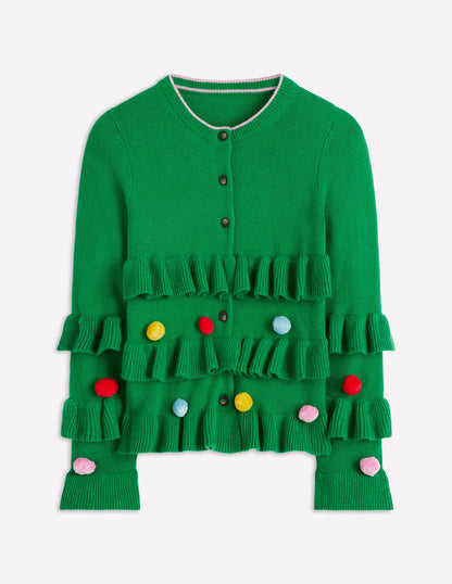 Festive Embroidered Cardigan-Sapling Green-6