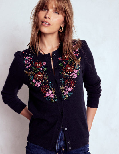 Elizabeth Embellished Cardigan-Navy, Floral Embellishment-5