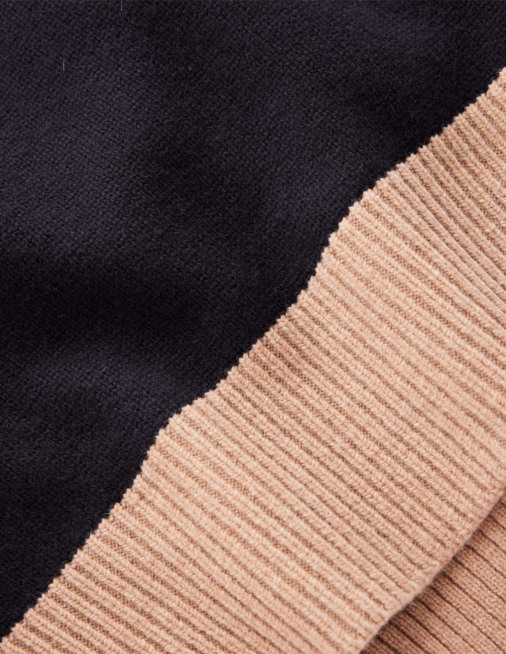 Polly Merino Roll Neck Jumper-Navy, Warm Taupe Colour Block-7