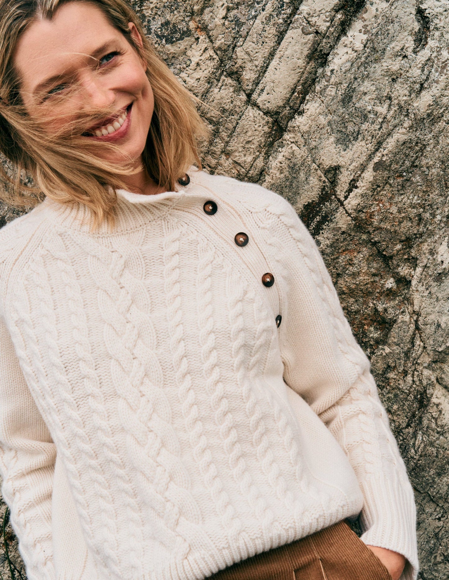 Amara Merino Cable Jumper-Warm Ivory
