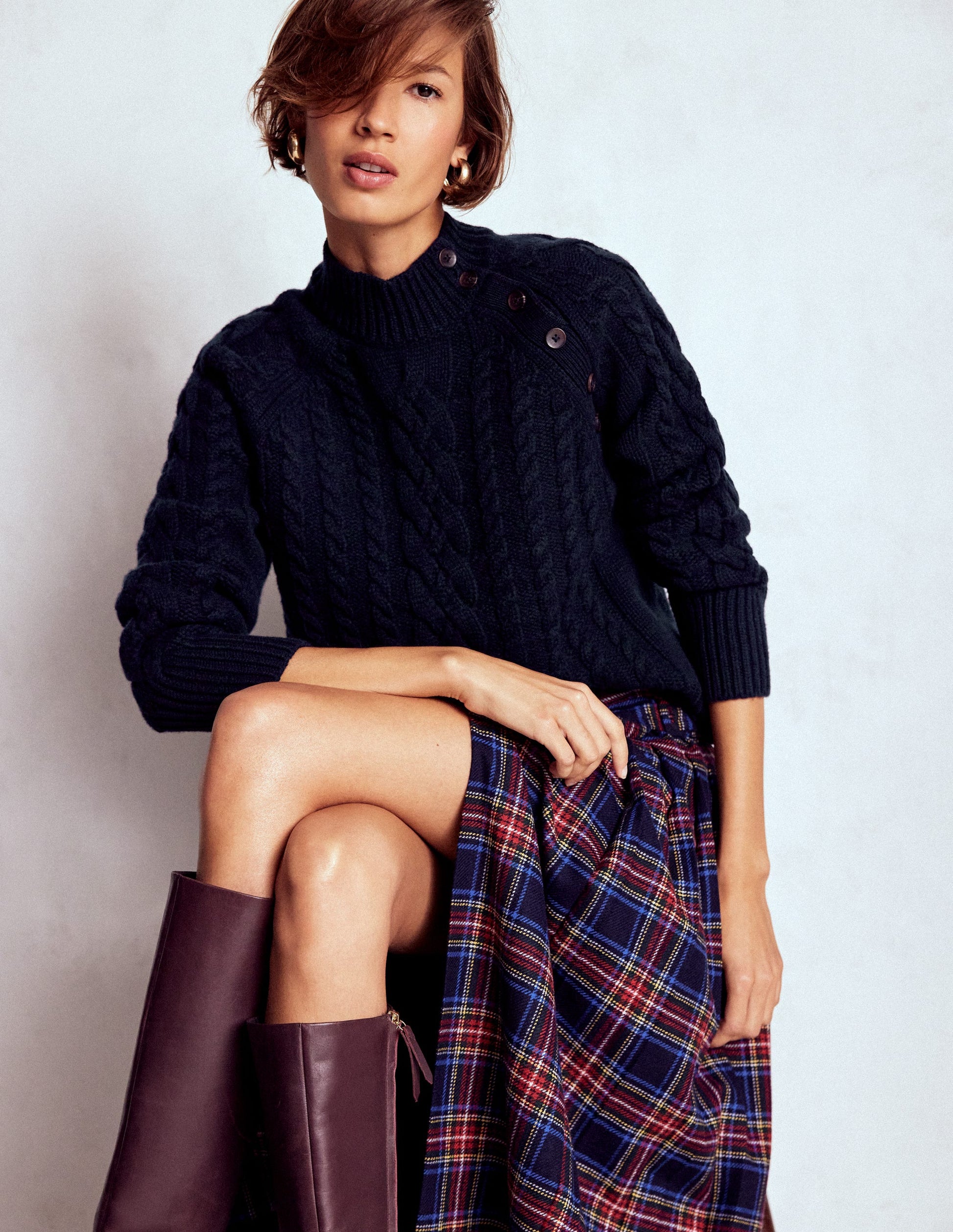 Amara Merino Cable Jumper-Navy-1