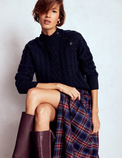 Amara Merino Cable Jumper-Navy-1